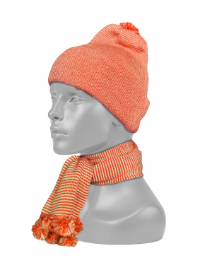 Acrylic Kids Designer cap with muffler set  orange